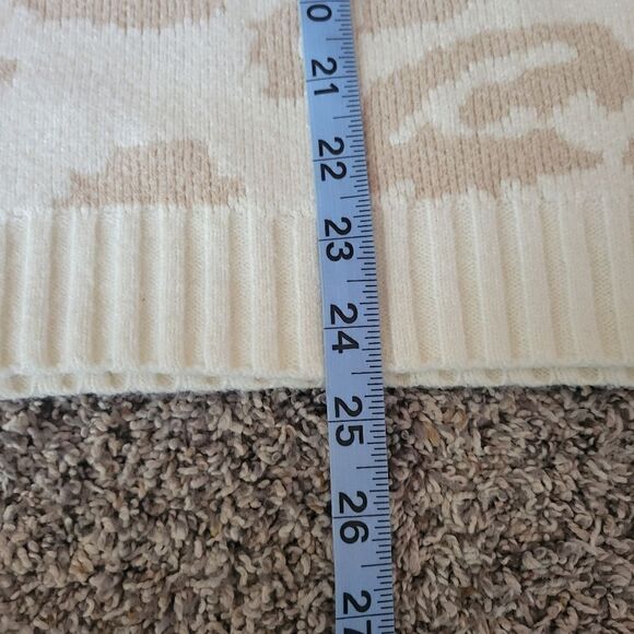 Pink Lily Cream Tan Leopard Print Long Sleeve Round Neck Pullover Sweater Size L - Picture 14 of 15